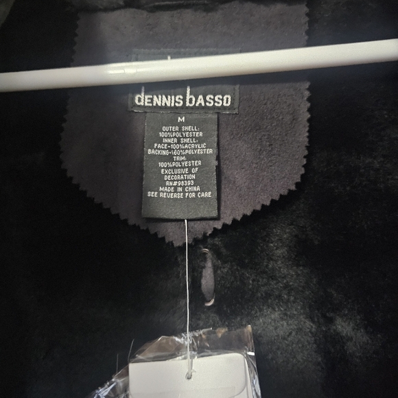 NWT Dennis Basso Patchwork Faux Suede Shearling Faux Fur Coat - Picture 9 of 12